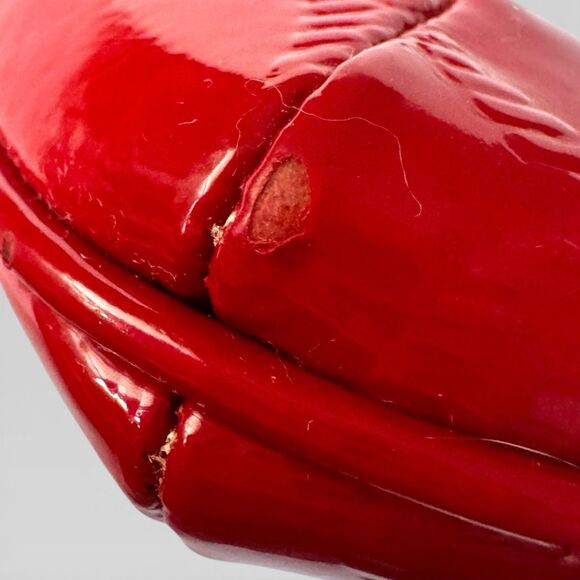 COACH Red Debossed Patent Leather Signature Large Wristlet Clutch Bag - Picture 4 of 8